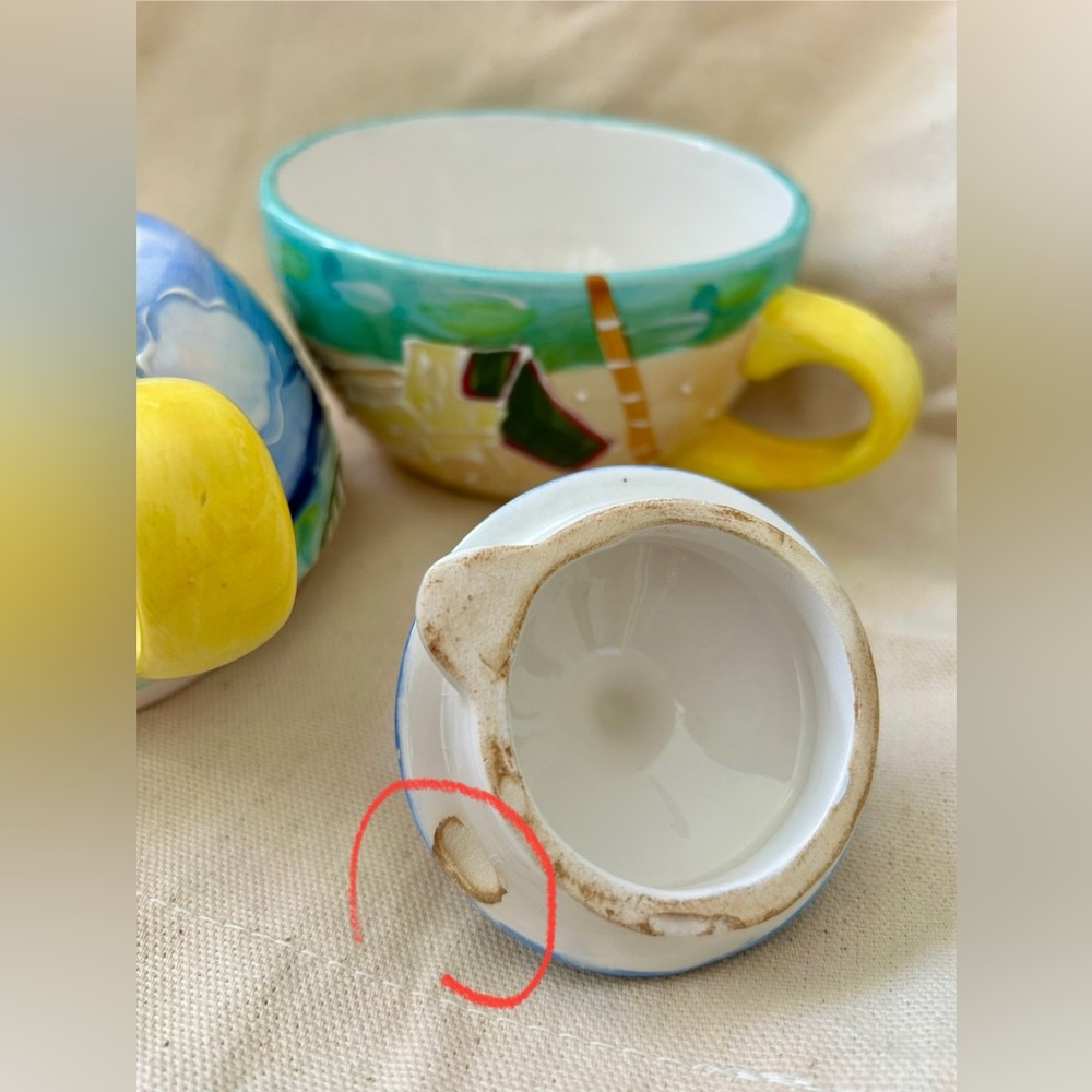 Tropical Beach Scene Hand-painted Ceramic Tea-for-One Set - Picture 4 of 5